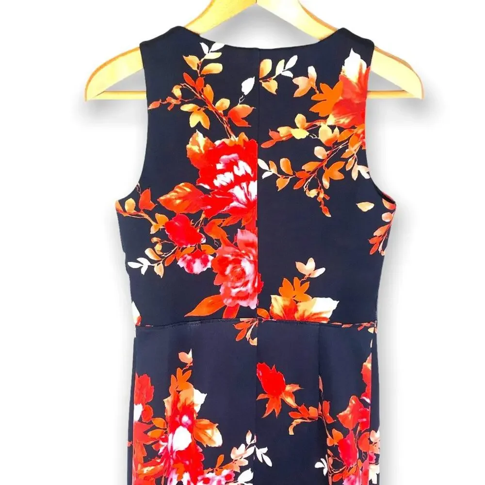Enfocus Studio New Sleeveless Maxi Dress Size 6 Navy Blue Red Floral Print - Picture 4 of 12